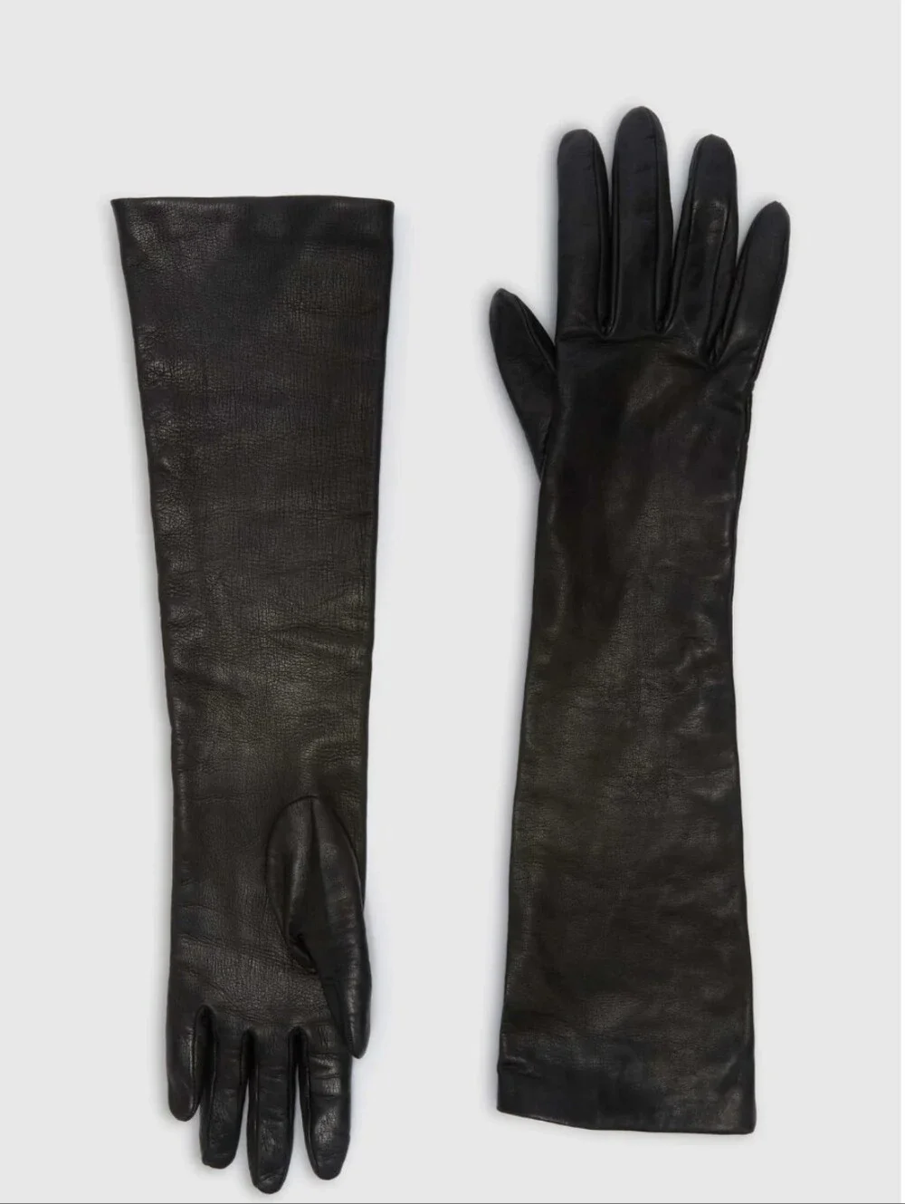 Ermanno Scervino FIRE! NWT! Elbow Length Leather Gloves in Black. Sz 7M. R2S!
